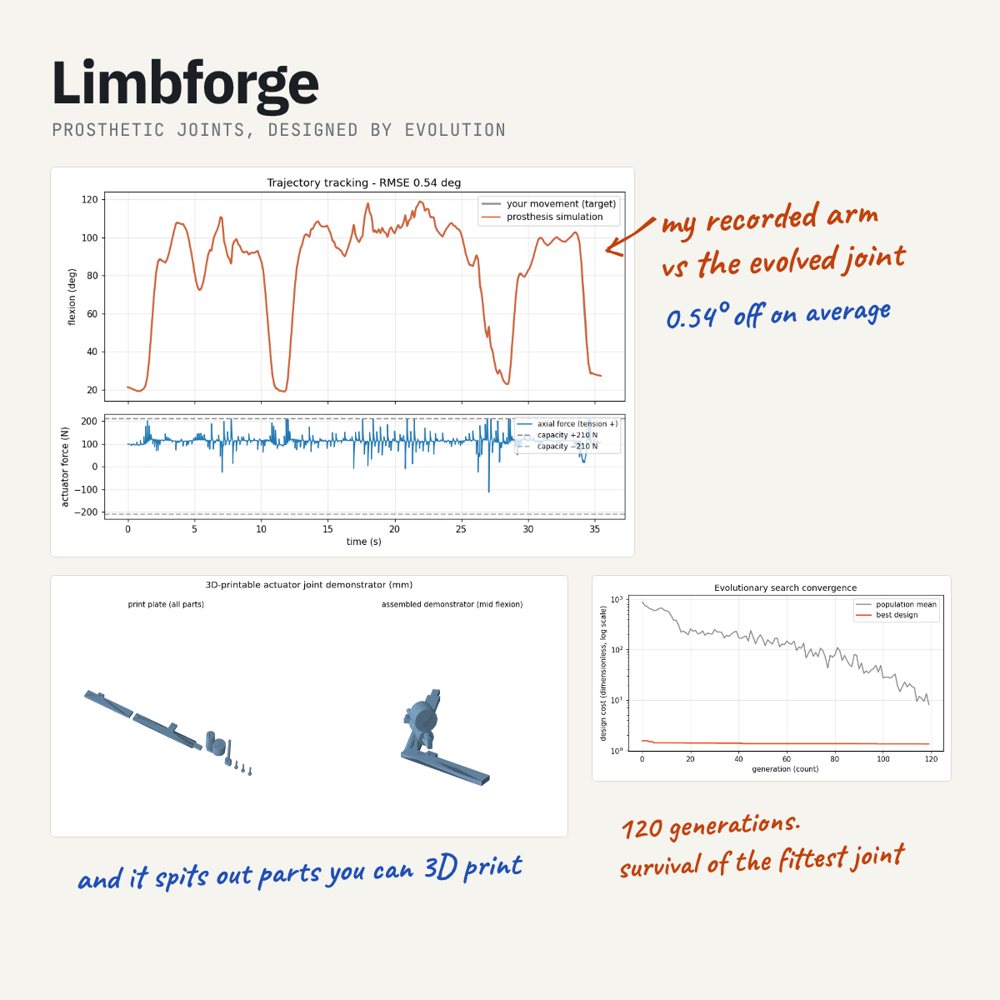 LimbForge: pose tracking, evolved actuator and printable parts